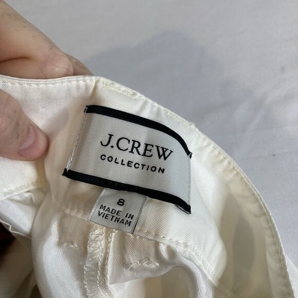 J Crew Women's White Vegan Silk‎ Cargo Pants Size 8 Cupro Sustainable Flowy Boho - Picture 5 of 11